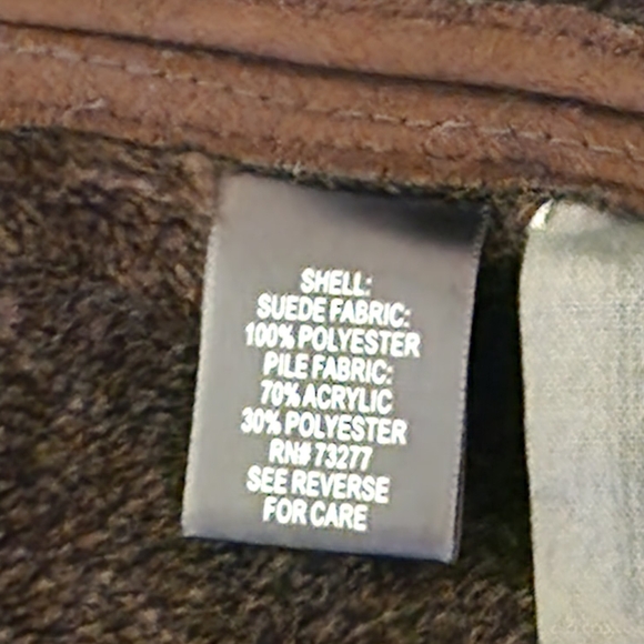 Sonoma Life+Style Womems Sz L Coat Brown Faux Suede & Fur Lined Hooded Pockets - Picture 4 of 12